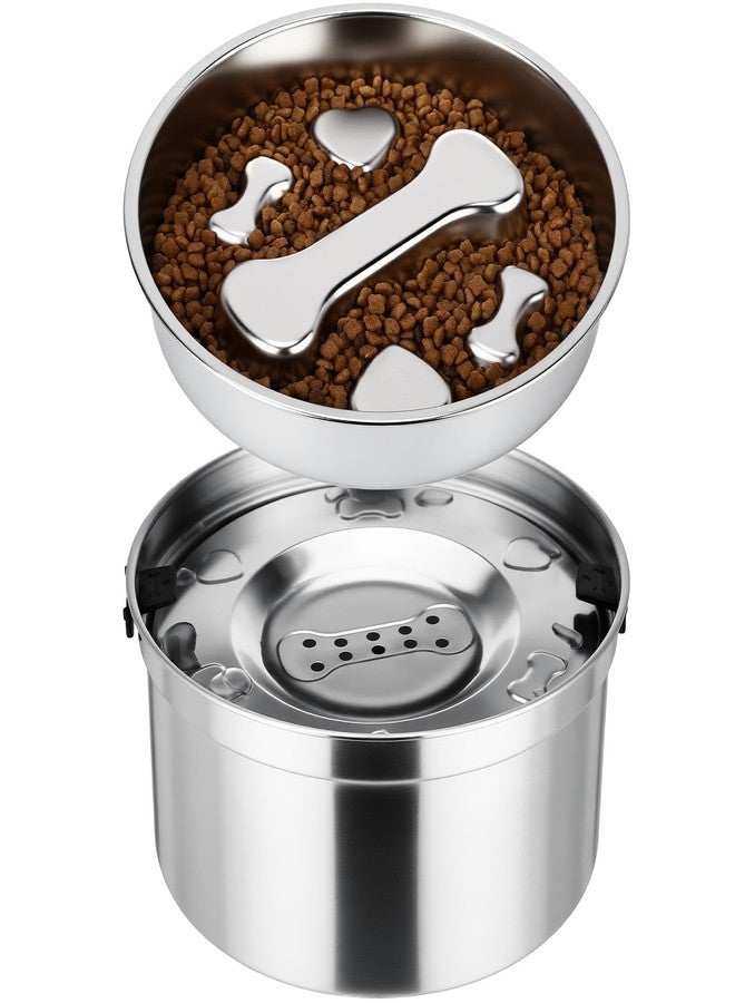 Vesici Slow Feeder Dog Bowls Set 3.2l No Spill Water Bowl and 2 Cups Stainless Steel Dog Slow Feeder Food Bowl Puppy or Cat Food Holder Dishwasher Pet Supplies - Image 1